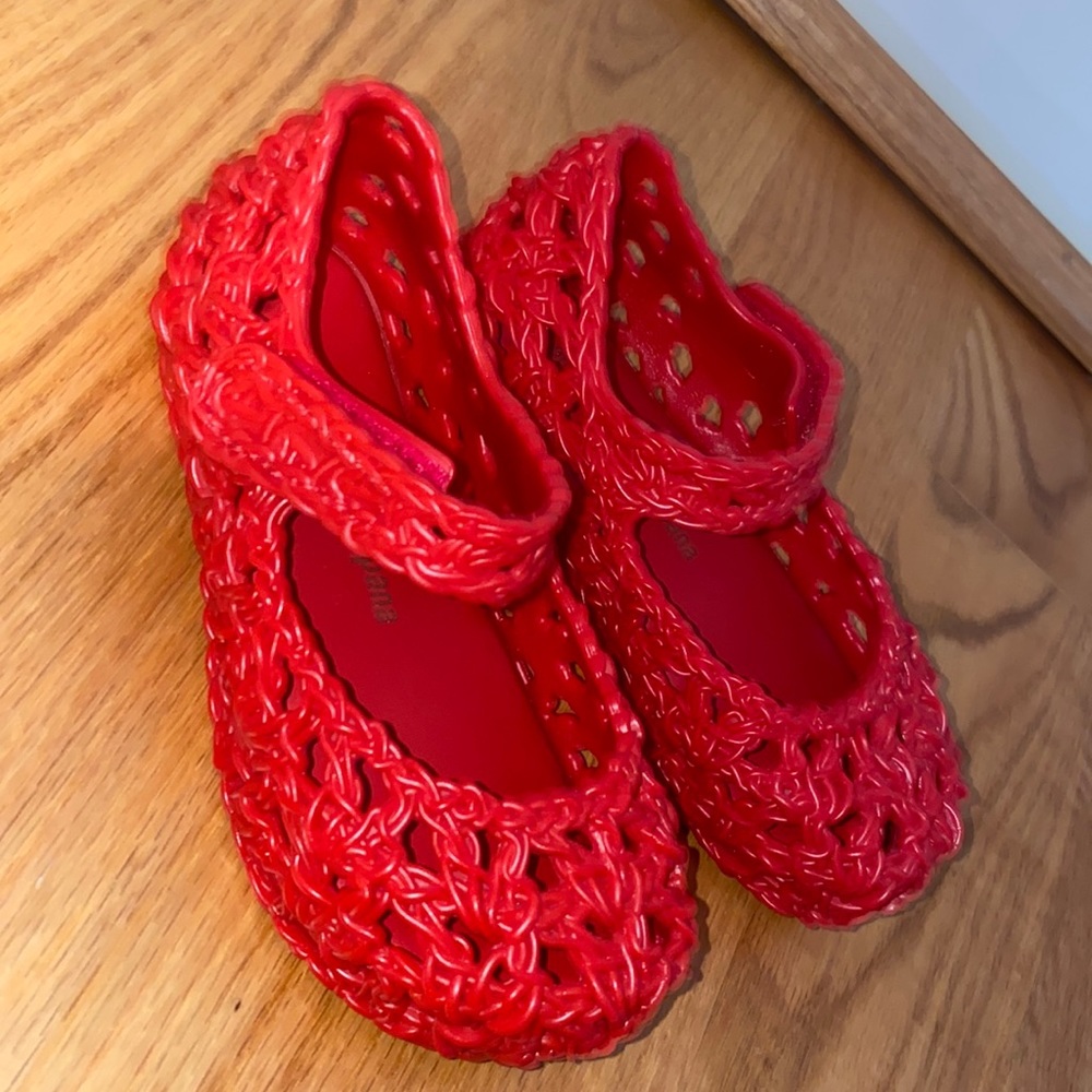 Mini Melissa Girls Red Campana shoes worn once . Size 10 Euro 27